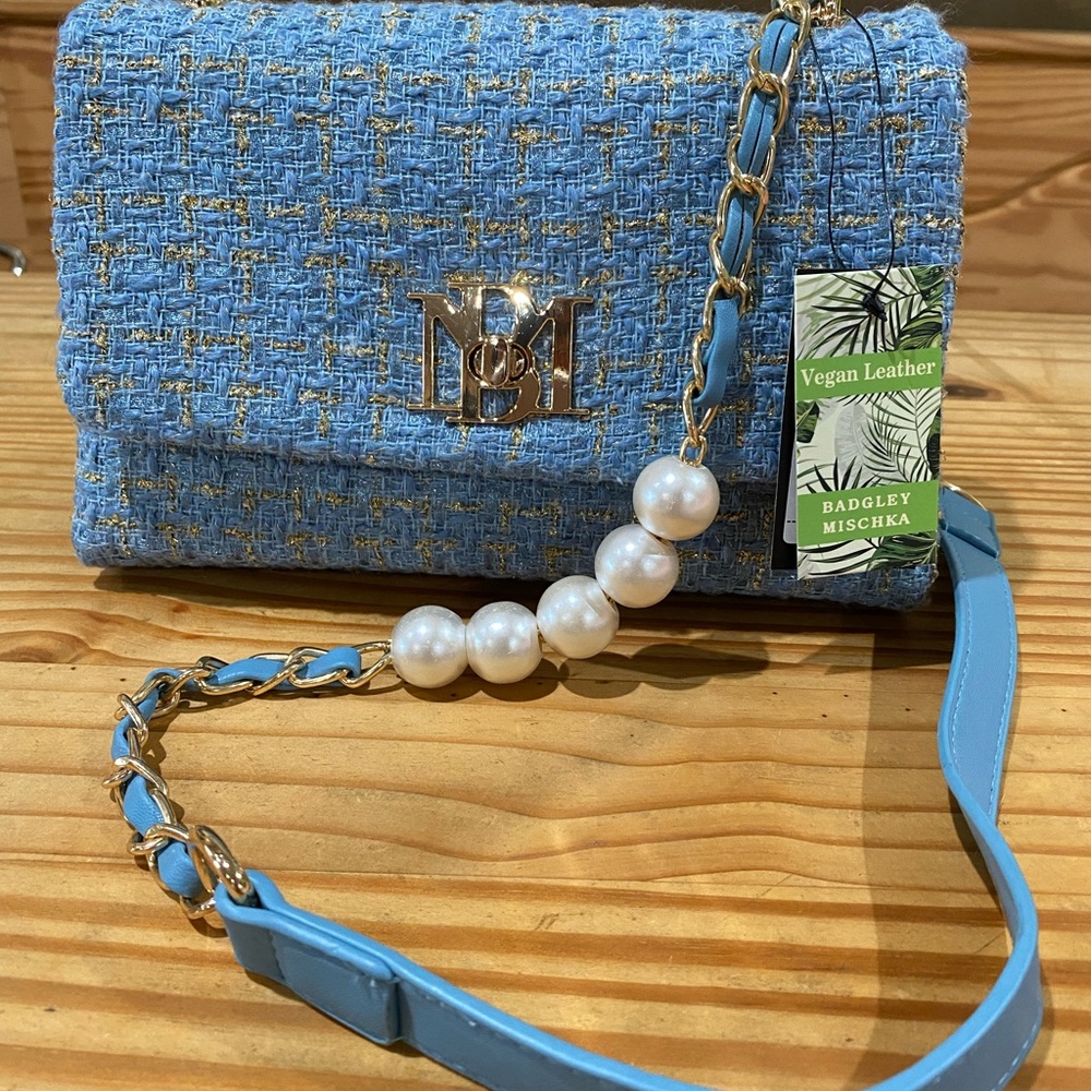 Light Blue Textured Messenger Bag